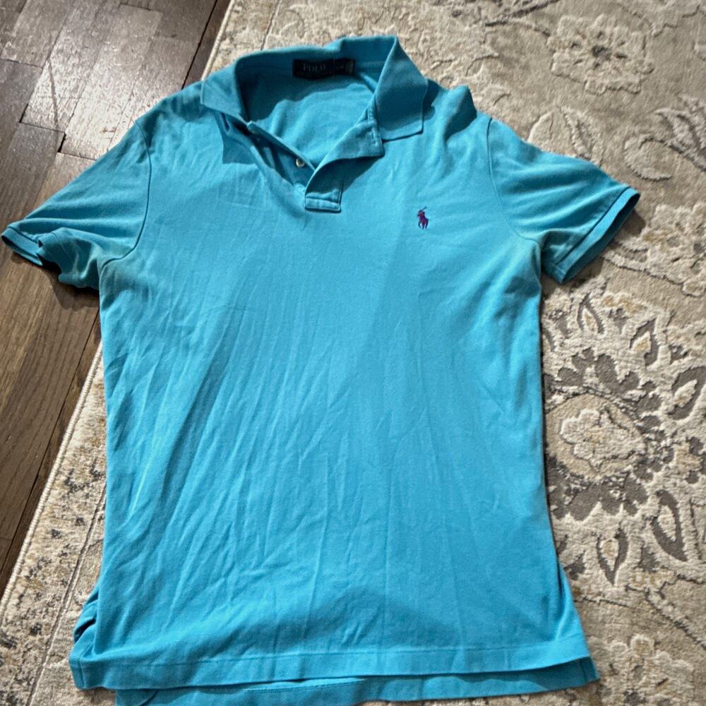 Polo Ralph Lauren Men’s Polo Shirt L Regular Blue Solid Short Sleeve Logo